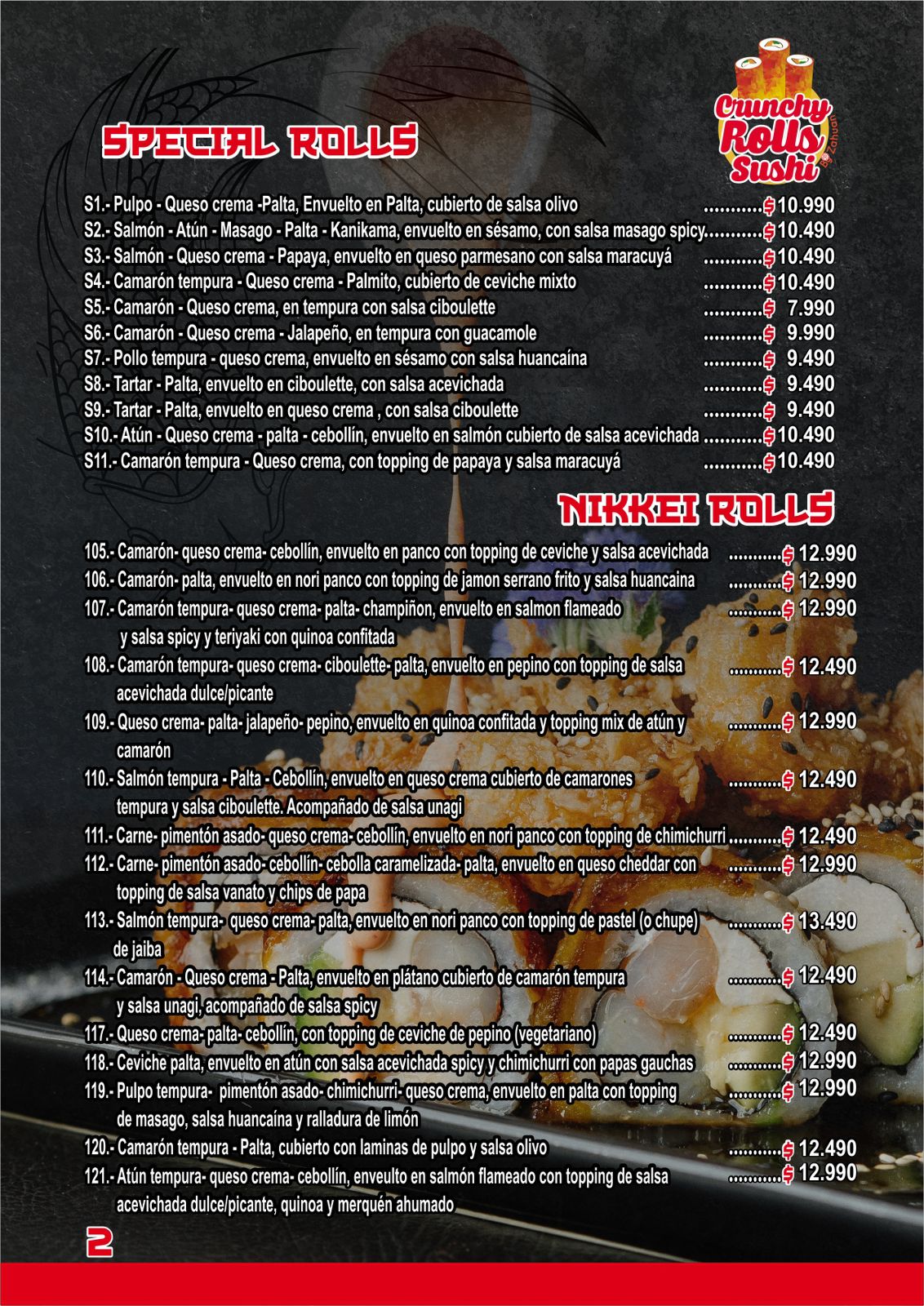 Carta menú página 3