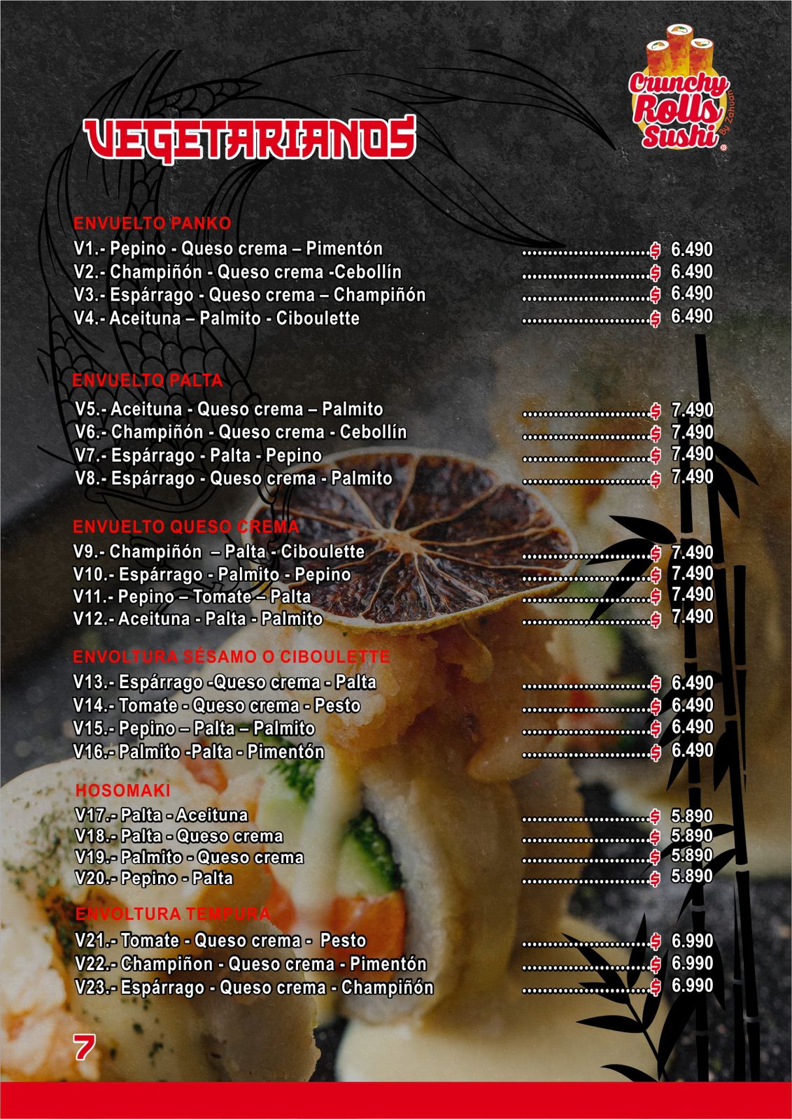 Carta menú página 8